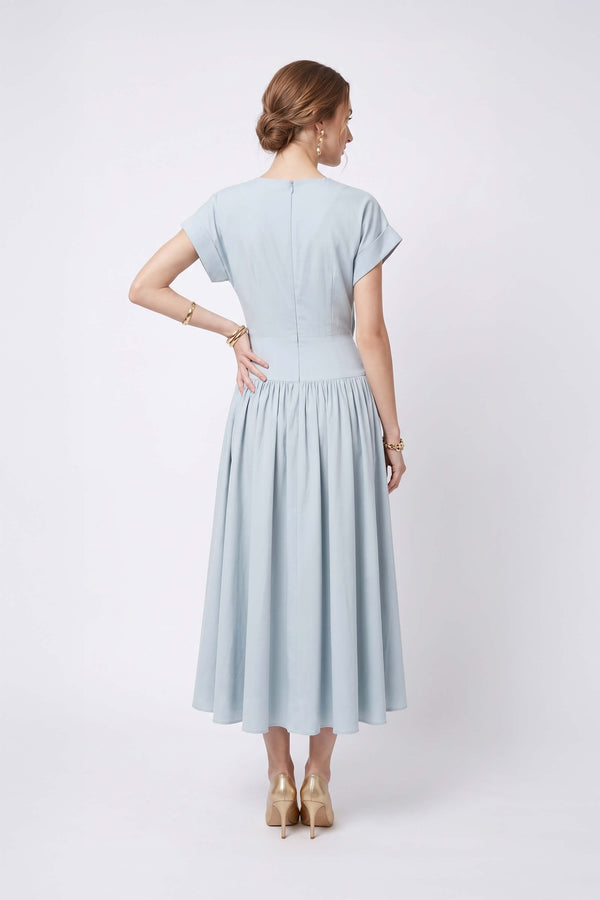 Romina Front-Bow Cutout Midi Vestido 526320 AZU - Reina Diaz