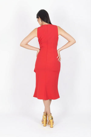 Rory V - Neck Midi Vestido - Reina Diaz