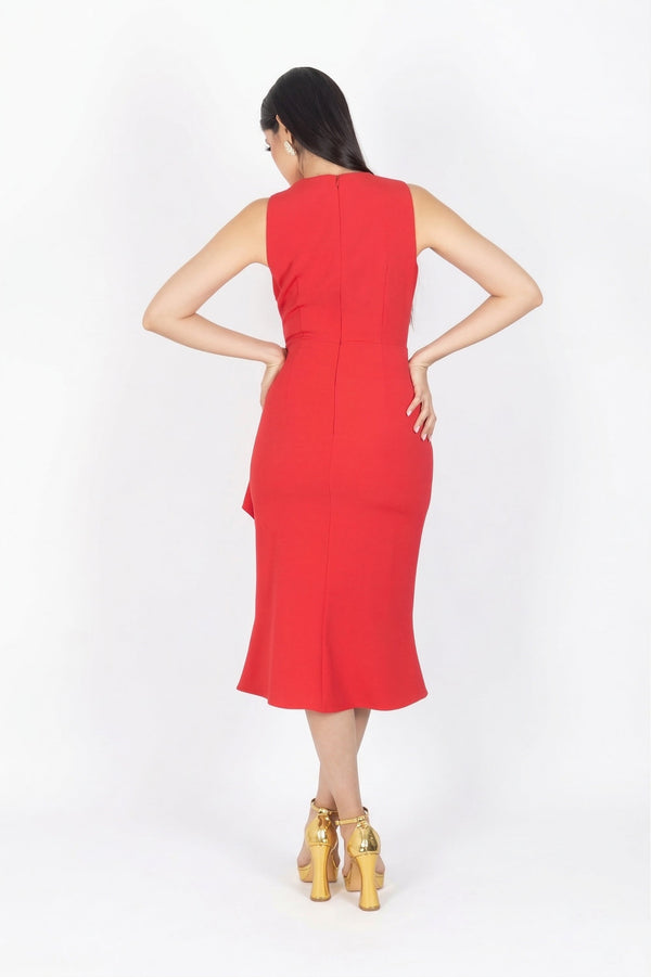 Rory V - Neck Midi Vestido - Reina Diaz