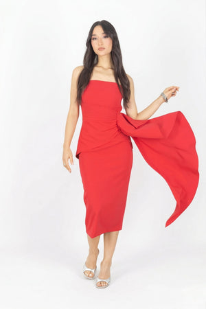 Ryleigh Strapless Midi Vestido - Reina Diaz