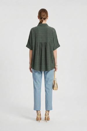 Santorini Striped Relaxed Rayon Blouse - Reina Diaz