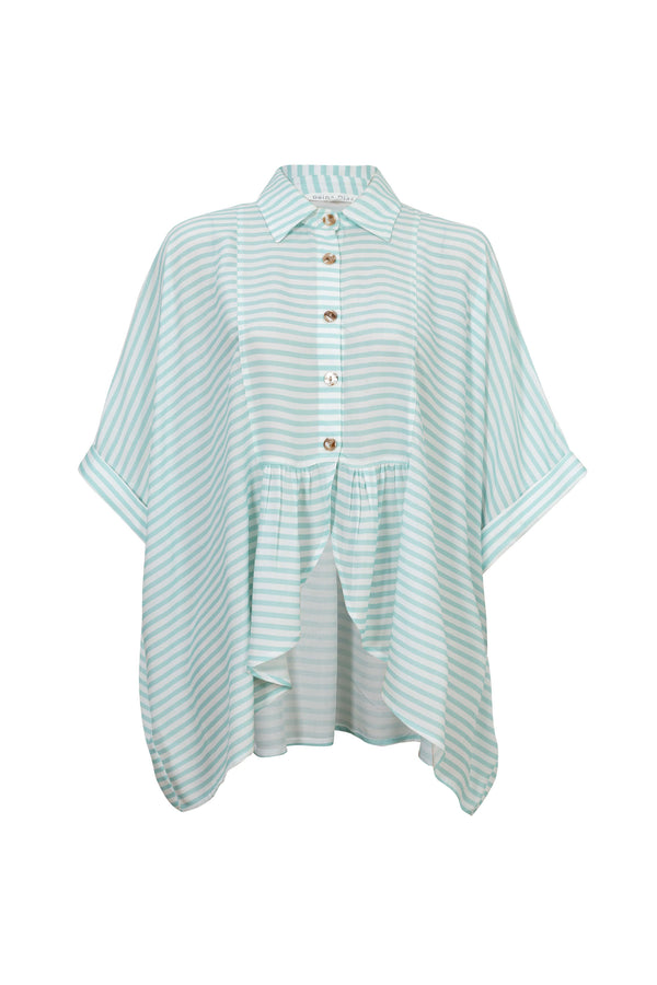 Santorini Striped Relaxed Rayon Blouse - Reina Diaz