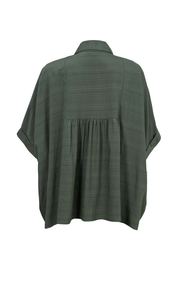 Santorini Striped Relaxed Rayon Blouse - Reina Diaz
