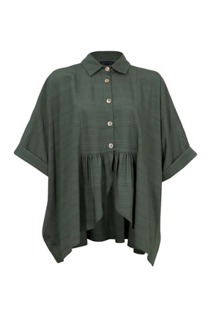 Santorini Striped Relaxed Rayon Blouse - Reina Diaz