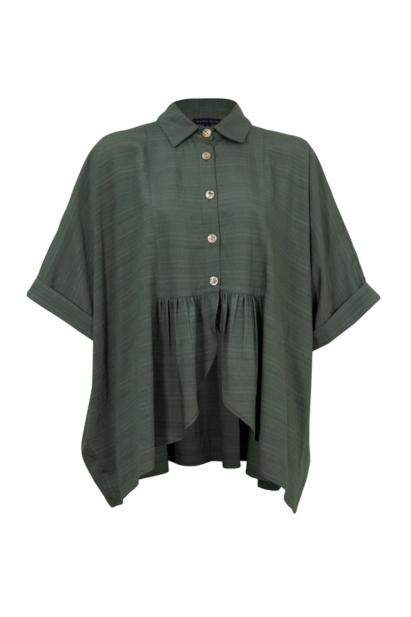 Santorini Striped Relaxed Rayon Blouse - Reina Diaz
