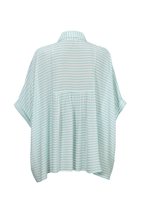 Santorini Striped Relaxed Rayon Blouse - Reina Diaz