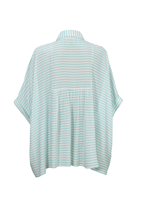 Santorini Striped Relaxed Rayon Blouse - Reina Diaz