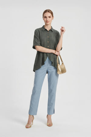 Santorini Striped Relaxed Rayon Blouse - Reina Diaz