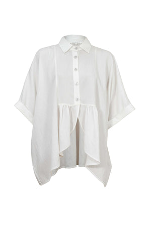 Santorini Striped Relaxed Rayon Blouse - Reina Diaz