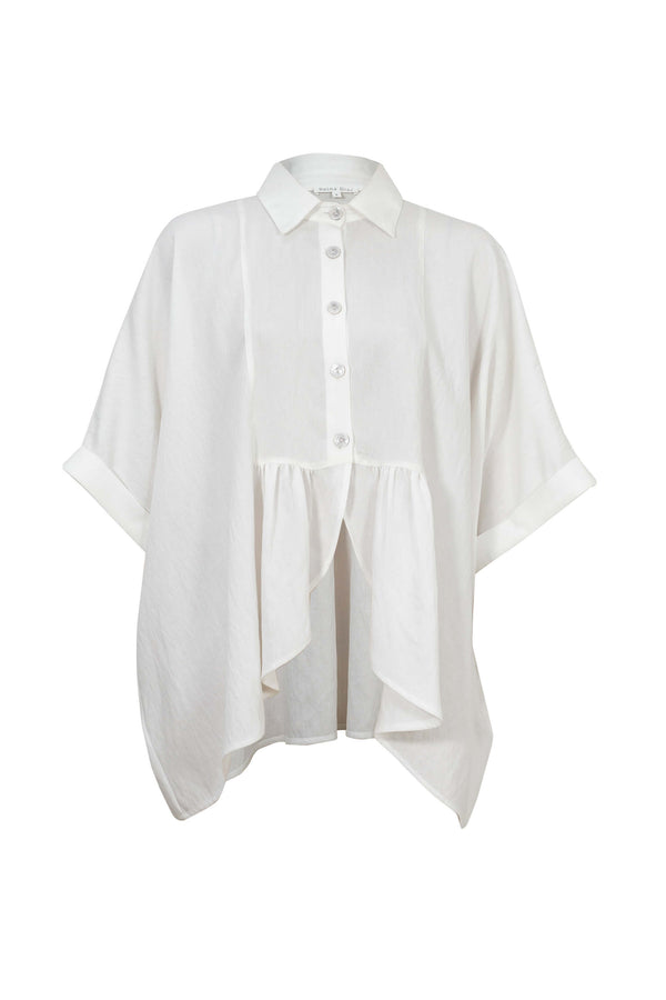 Santorini Striped Relaxed Rayon Blouse - Reina Diaz
