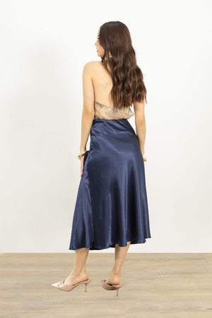 Siena Satin Midi Falda - Reina Diaz