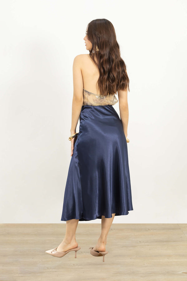 Siena Satin Midi Falda - Reina Diaz