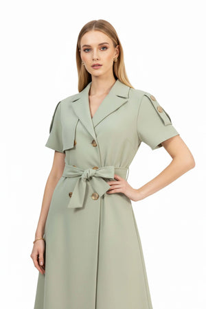 Skye Trench Midi Vestido - Reina Diaz