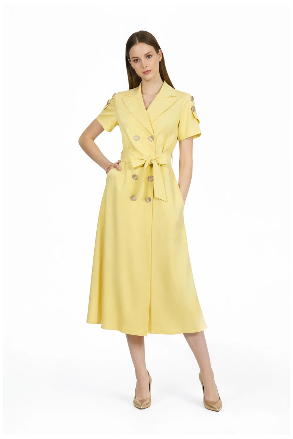 Skye Trench Midi Vestido - Reina Diaz