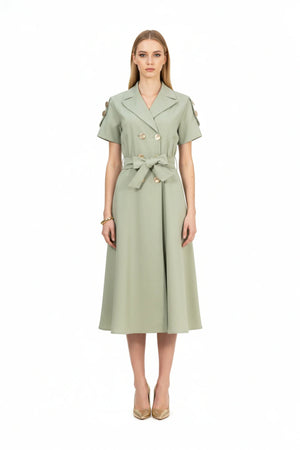 Skye Trench Midi Vestido - Reina Diaz