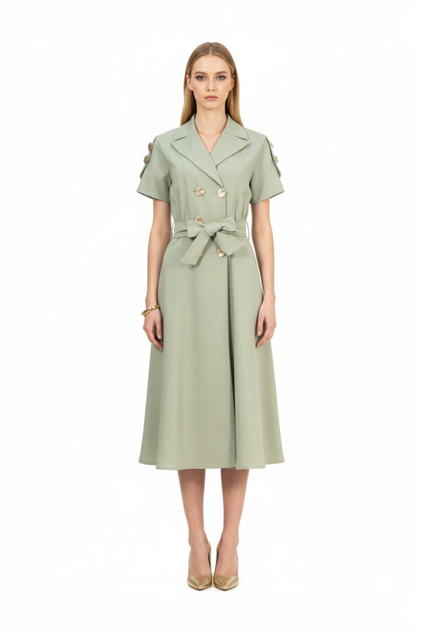 Skye Trench Midi Vestido - Reina Diaz