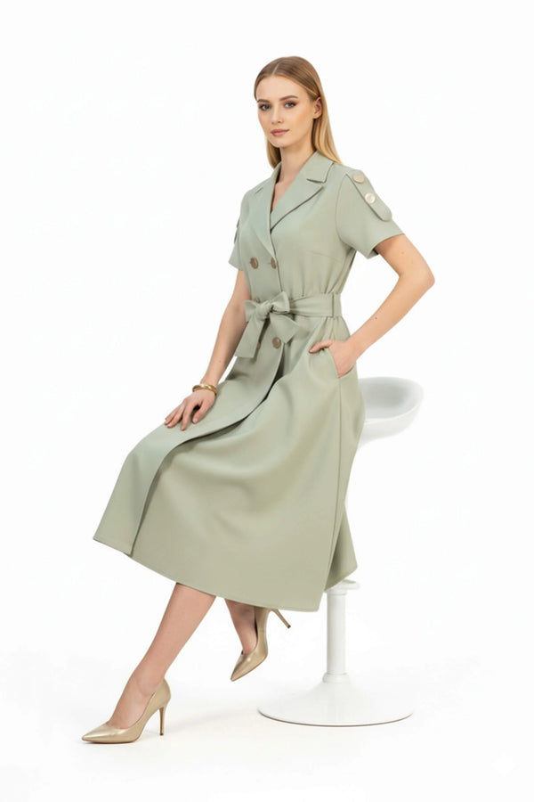 Skye Trench Midi Vestido - Reina Diaz