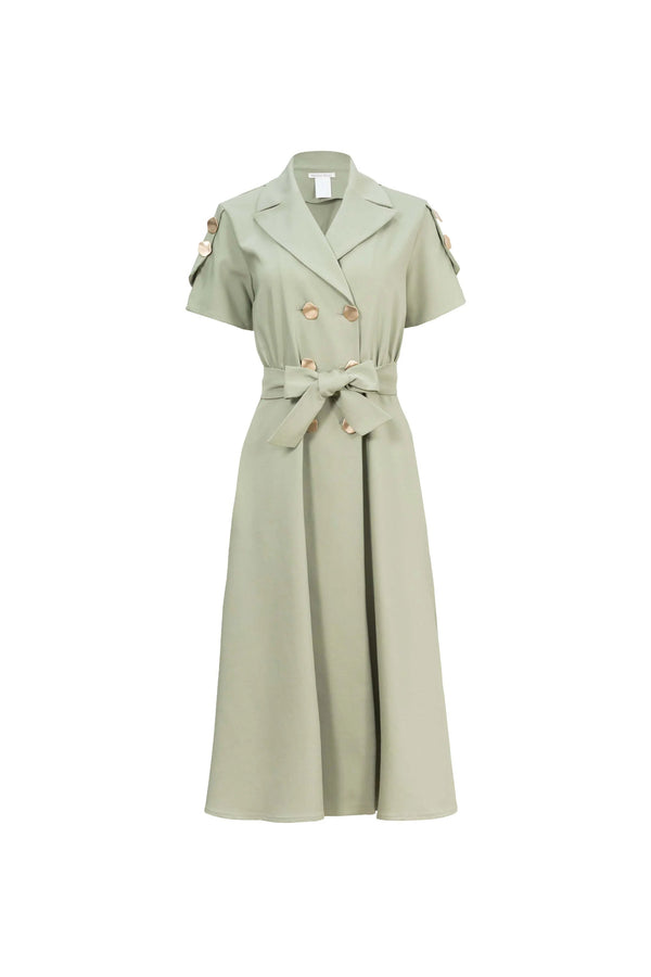 Skye Trench Midi Vestido - Reina Diaz