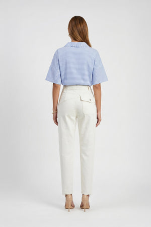 Sofia Collar-Detail Short-Sleeve Blusa - Reina Diaz