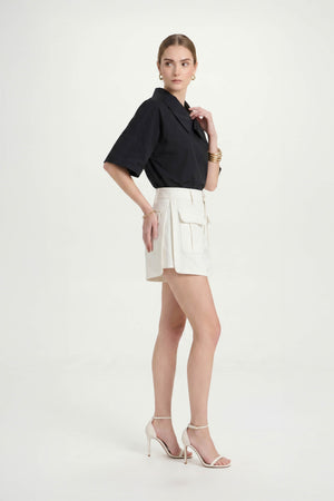 Sofia Collar-Detail Short-Sleeve Blusa 752969 - Reina Diaz