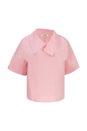 Sofia Collar-Detail Short-Sleeve Blusa 752969ROS - Reina Diaz