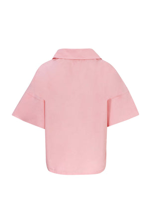 Sofia Collar-Detail Short-Sleeve Blusa 752969ROS - Reina Diaz