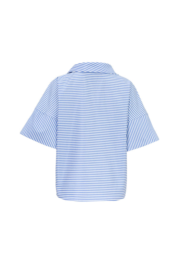 Sofia Collar-Detail Short-Sleeve Blusa - Reina Diaz