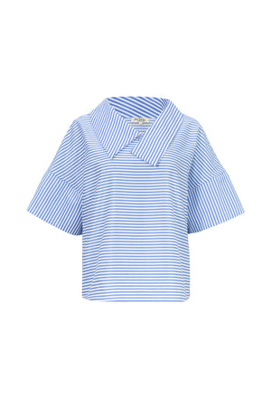 Sofia Collar-Detail Short-Sleeve Blusa - Reina Diaz