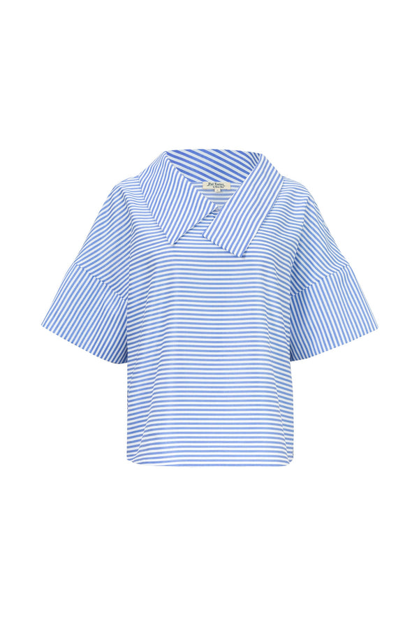 Sofia Collar-Detail Short-Sleeve Blusa - Reina Diaz
