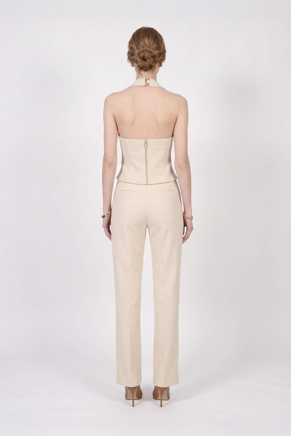 Sofia Front-Slit High-Waist Navy Pantalón 532142 MAN - Reina Diaz