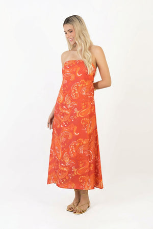 Summer Strapless Slit Vestido - Reina Diaz