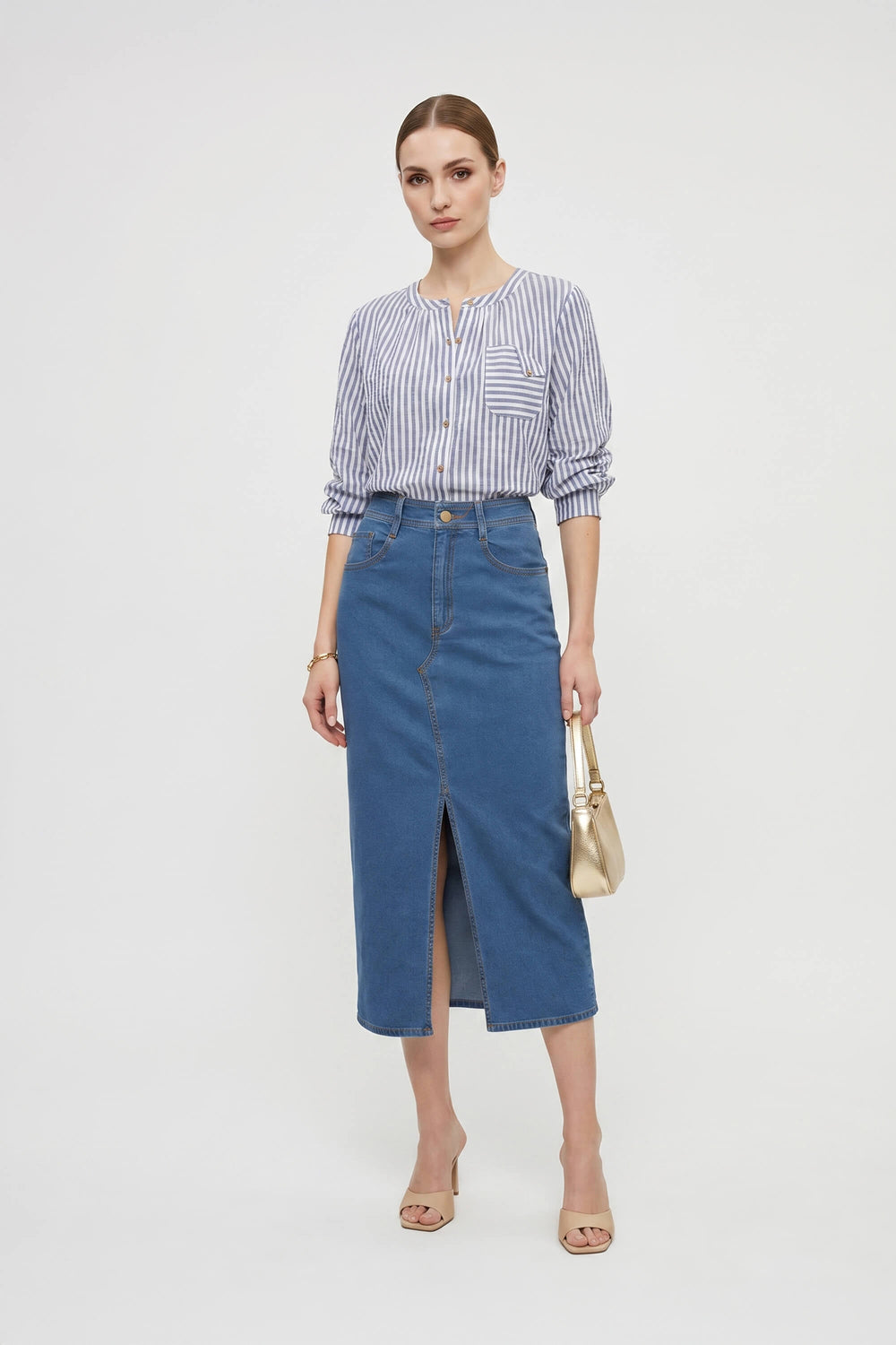Toscana Striped Puff - Sleeve Cotton Blouse - Reina Diaz