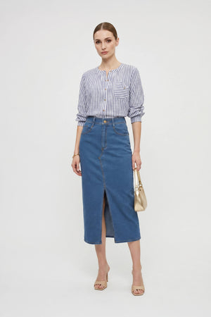 Toscana Striped Puff - Sleeve Cotton Blouse - Reina Diaz