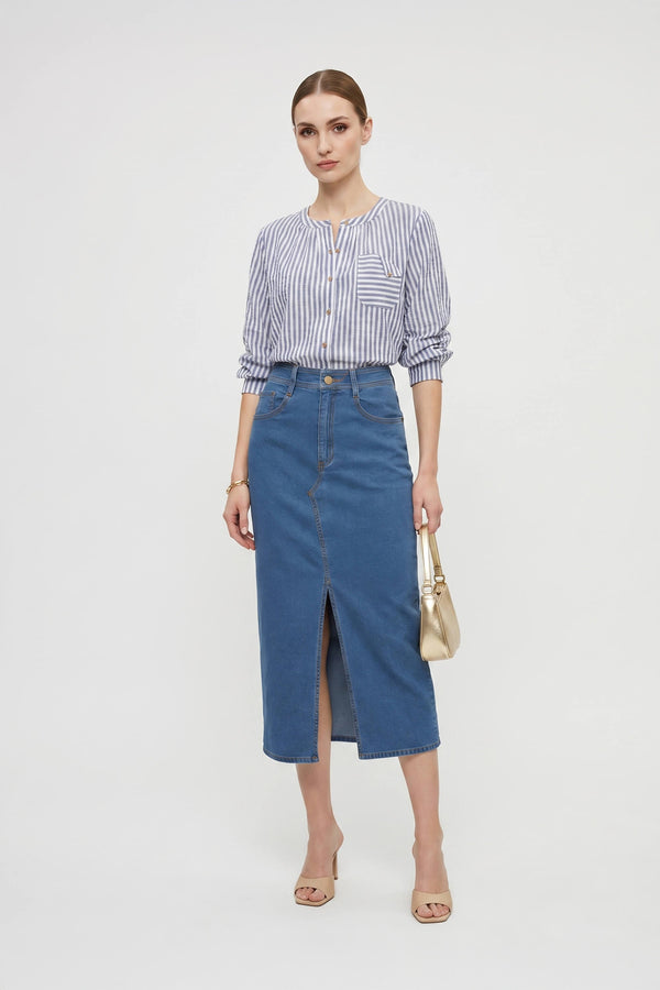 Toscana Striped Puff - Sleeve Cotton Blouse - Reina Diaz