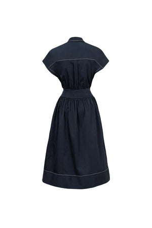Turín Contrast Stitch Tech Midi Dress - Reina Diaz