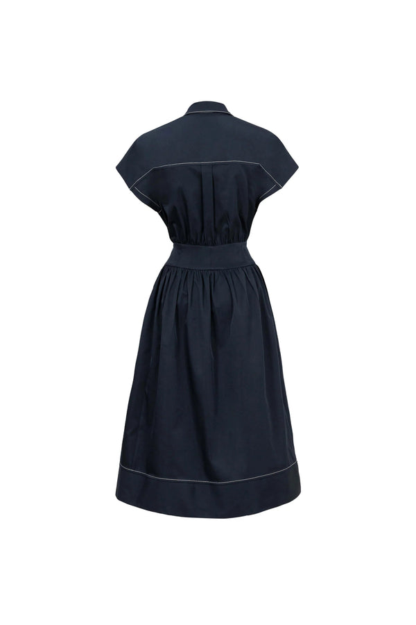 Turín Contrast Stitch Tech Midi Dress - Reina Diaz