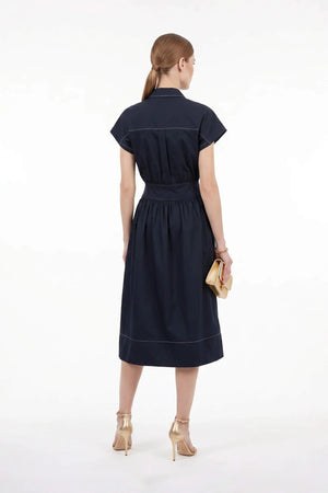 Turín Contrast Stitch Tech Midi Dress - Reina Diaz