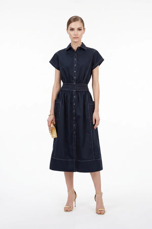 Turín Contrast Stitch Tech Midi Dress - Reina Diaz