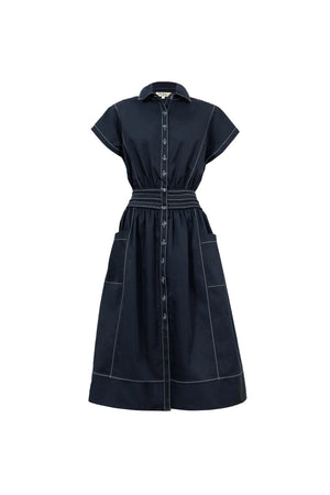 Turín Contrast Stitch Tech Midi Dress - Reina Diaz