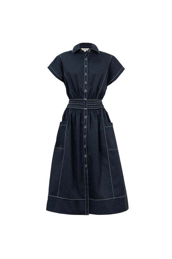 Turín Contrast Stitch Tech Midi Dress - Reina Diaz