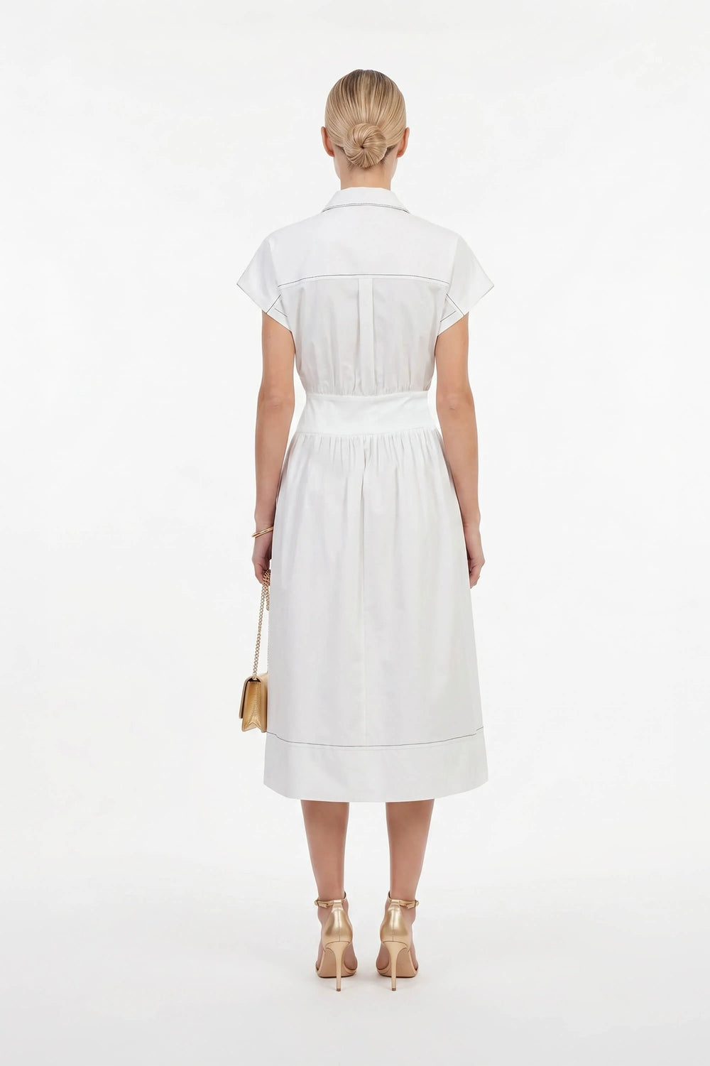 Turín Contrast Stitch Tech Midi Dress - Reina Diaz