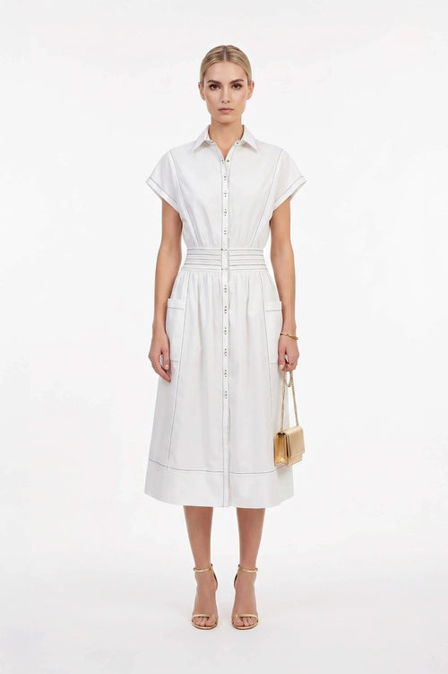 Turín Contrast Stitch Tech Midi Dress - Reina Diaz