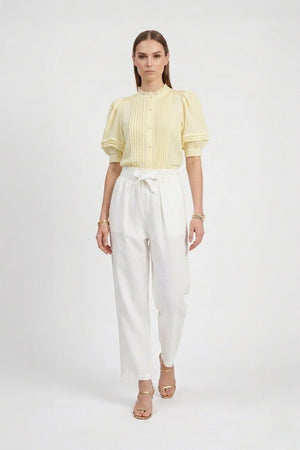 Valencia Wide - Leg Eyelet - Trim Pants - Reina Diaz