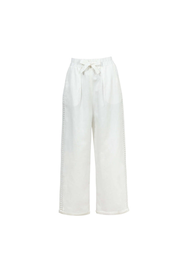 Valencia Wide - Leg Eyelet - Trim Pants - Reina Diaz