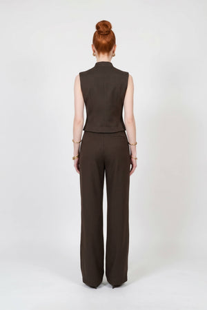Valeria High-Neck Zipper Sleeveless Saco 501554 CAF - Reina Diaz