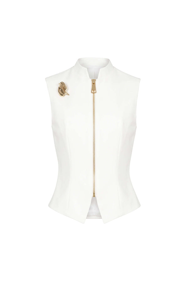 Valeria High-Neck Zipper Sleeveless Saco 501554 HUE - Reina Diaz