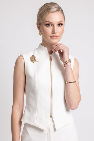 Valeria High-Neck Zipper Sleeveless Saco 501554 HUE - Reina Diaz