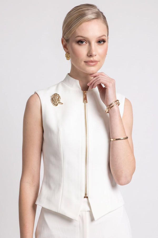 Valeria High-Neck Zipper Sleeveless Saco 501554 HUE - Reina Diaz