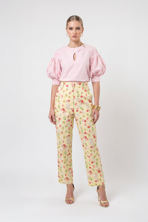 Valeria Puff Sleeve Keyhole Blusa 752981 ROS - Reina Diaz