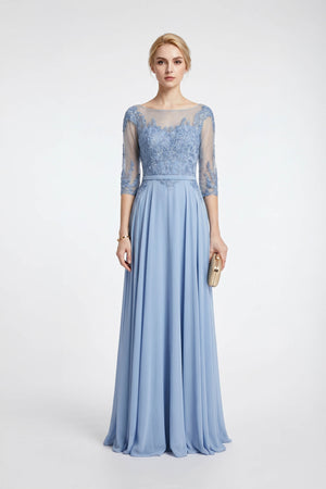 Victoria Bateau 3/4-Sleeve Vestido Fiesta - Reina Diaz